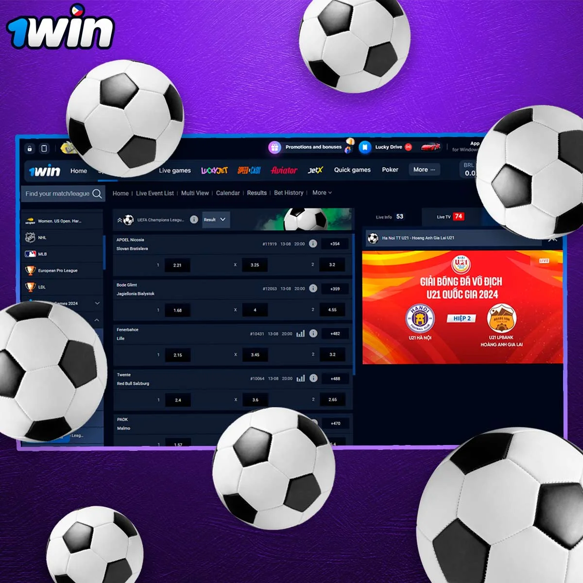 Soccer betting information on 1Win