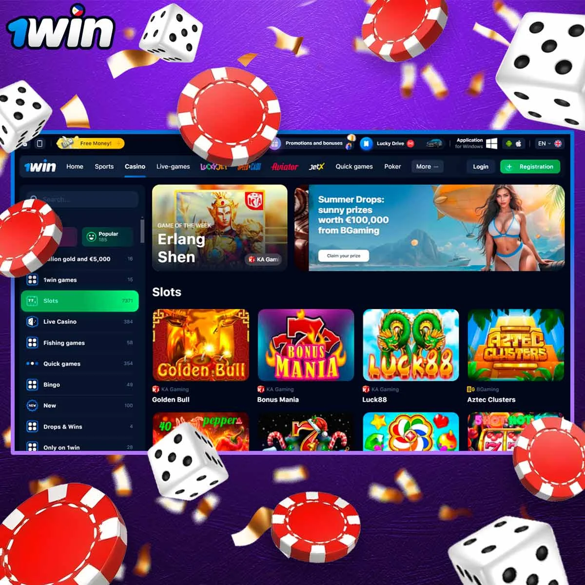 Information about slots at 1Win Casino